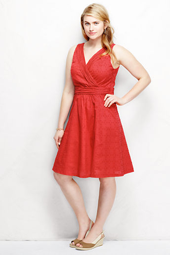 Women's Plus Size Woven Tuck Fit and Flare Dress - Hibiscus