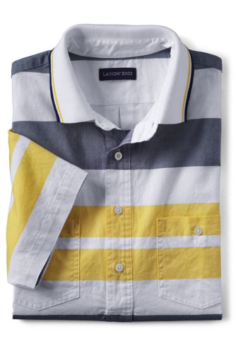 Men's Tailored Fit Short Sleeve Oxford Polo Shirt - Regiment Navy Stripe