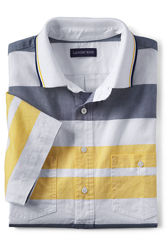 Men's Tailored Fit Short Sleeve Oxford Polo Shirt - Regiment Navy Stripe
