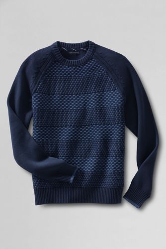 Men's Texture Stripe Drifter Crew Sweater - Classic Navy Texture