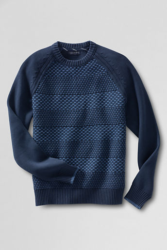 Men's Texture Stripe Drifter Crew Sweater - Classic Navy Texture