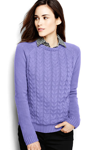 Women's Drifter Cable Crewneck Sweater - Flower Purple