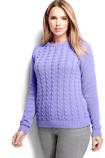 Women's Plus Size Drifter Cable Sweater - Flower Purple