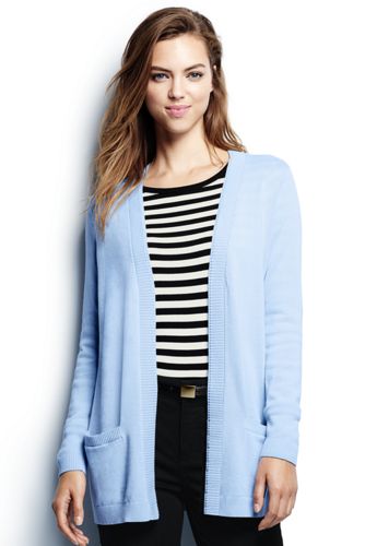 Women's Cotton Open Drape Cardigan Sweater - Blue Brook
