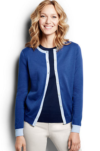 Women's Supima Colorblock Cardigan Sweater - Vibrant Cobalt Colorblock