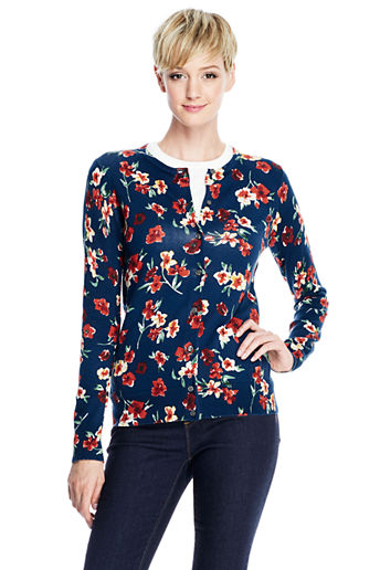 Women's Supima Print Cardigan Sweater - Celestial Blue Floral