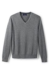 Fine Gauge Supima Cotton V-neck Sweater 467903: Pewter Heather