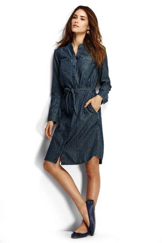 Women's Denim Shirtdress - Dark Denim Wash