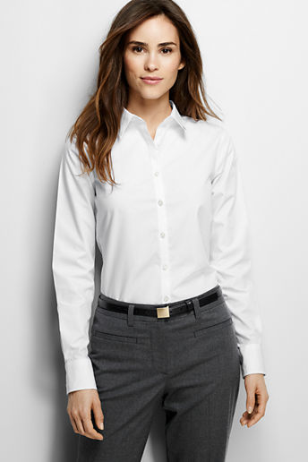 Women's Long Sleeve No Iron Shirt - White