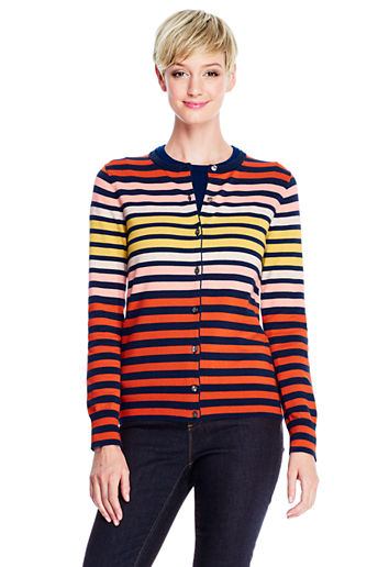Women's Supima Cardigan Stripe Sweater - Celestial Blue Multi Stripe
