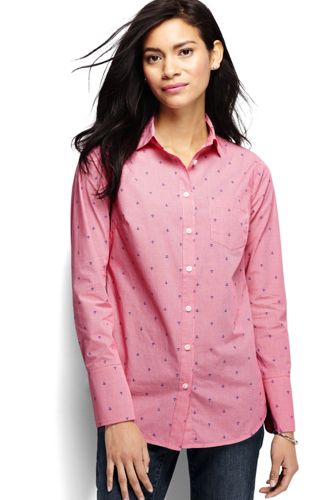 Women's Casual Easy Shirt - Punch Gingham Anchors