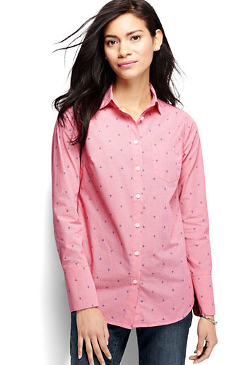Women's Casual Easy Shirt - Punch Gingham Anchors