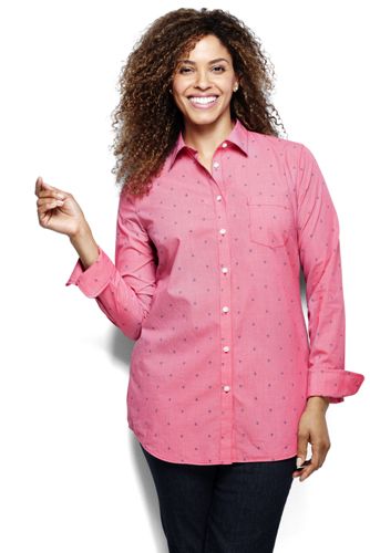 Women's Plus Size Casual Easy Shirt - Punch Gingham Anchors