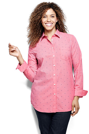 Women's Plus Size Casual Easy Shirt - Punch Gingham Anchors