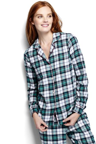 Women's Flannel Sleep Shirt - Winter White Tartan