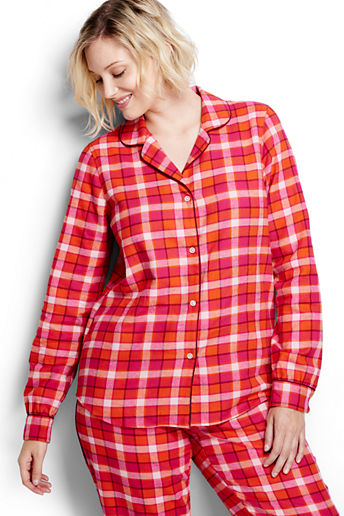 Women's Plus Size Flannel Sleep Shirt - Fuchsia Plaid