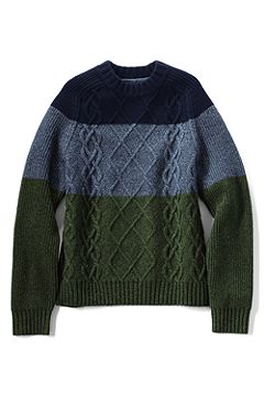 Colorblock Lambswool Aran Crewneck Sweater 464022