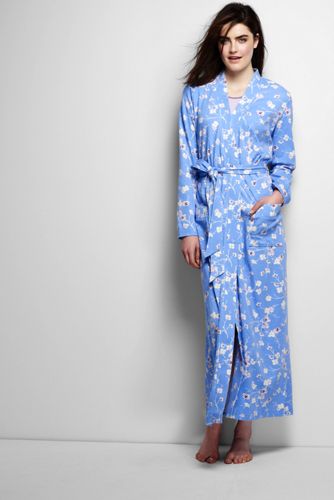 Women's Cotton Robe - Crisp Blue Floral