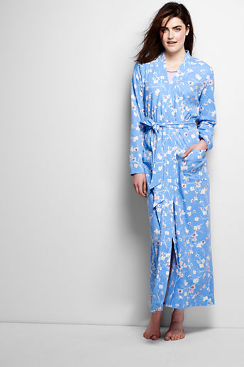 Women's Cotton Robe - Crisp Blue Floral