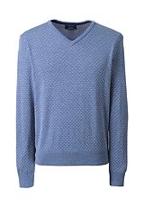 Supima Cotton Jacquard V-neck Sweater 467904: Blue Night Heather Pattern 467904