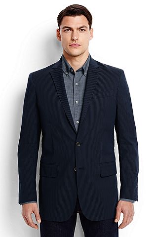 Stretch Seersucker Sport Coat 467960: Blue Navy