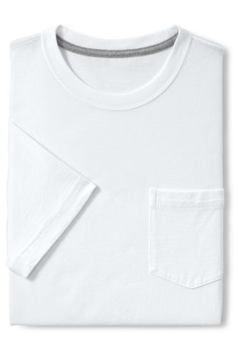 【ランズエンド LANDS' END】メンズ・スーパーT／スリムフィット／ポケット付き／半袖/XL/ホワイト