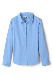 Girls Long Sleeve Stretch No Gape Shirt-Light Sea Blue
