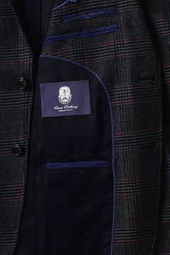 Tailored Wool Pattern Blazer 473125: Navy Glen Plaid
