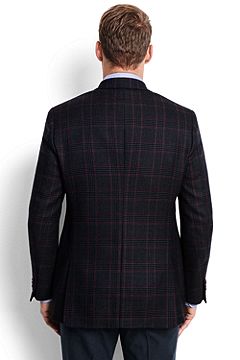 Tailored Wool Pattern Blazer 473125: Navy Glen Plaid