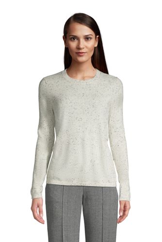 【送料無料】【ランズエンド LANDS' END】レディス・ランズエンド・カシミヤ・クルーネック・セーター／米国サイズ／無地／長袖/S/グレー