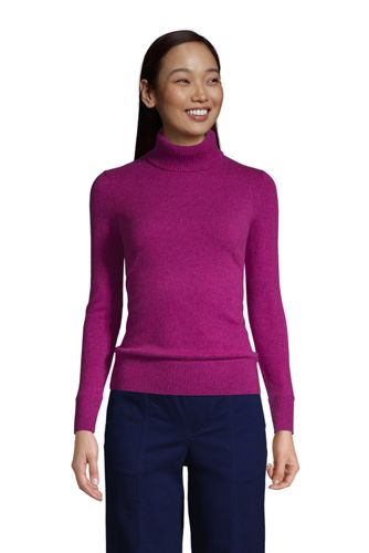 【送料無料】【ランズエンド LANDS' END】レディス・ランズエンド・カシミヤ・タートルネック・セーター／無地／長袖/S/パープル