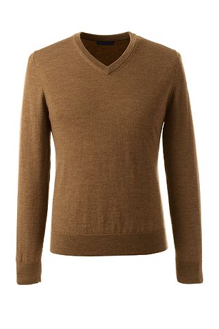 Classic Merino V-neck Sweater 475157: Toffee Heather