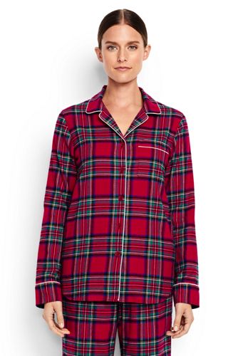 Womens Patterned Flannel Pyjama Shirt Lands End