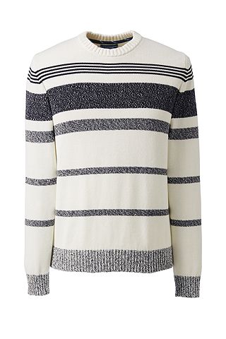 Cotton Drifter Marl Stripe Crew Sweater 482476: Gray Marl