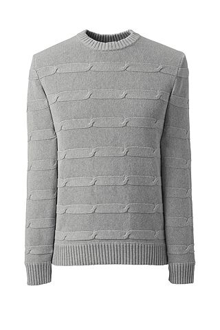 Cotton Drifter Texture Chain Stripe Sweater 482477: Gray Heather
