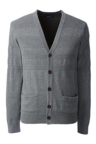 Supima Placed Texture Cardigan 482481: Pewter Heather