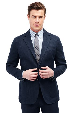 Linen Baird Mcnutt Herringbone Sport Coat 481505: Navy