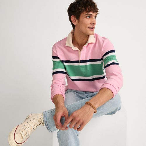 Men's Long Sleeve Stripe Rugby Shirt | Lands' End