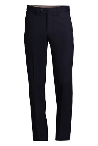 【送料無料】【ランズエンド LANDS' END】メンズ・イヤーラウンダー・ストレッチ・ウール・パンツ／ストレート／快適ウエスト・プレーン／股上深め/XL/ブルー