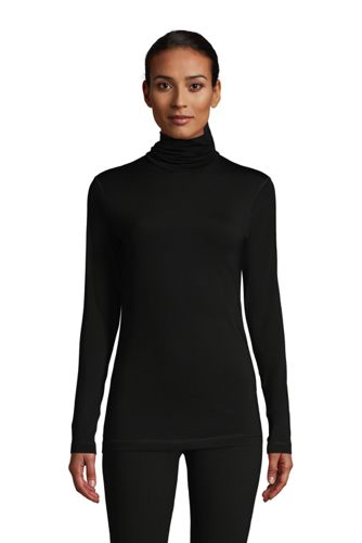 【ランズエンド LANDS' END】レディス・サーマスキン・アンダー・タートルネック／長袖/XL/ブラック