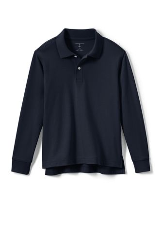 School Uniform Long Sleeve Solid Performance Interlock Polo Shirt