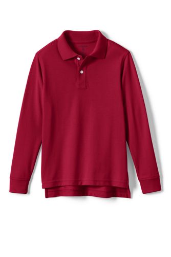 School Uniform Long Sleeve Solid Performance Mesh Polo Shirt
