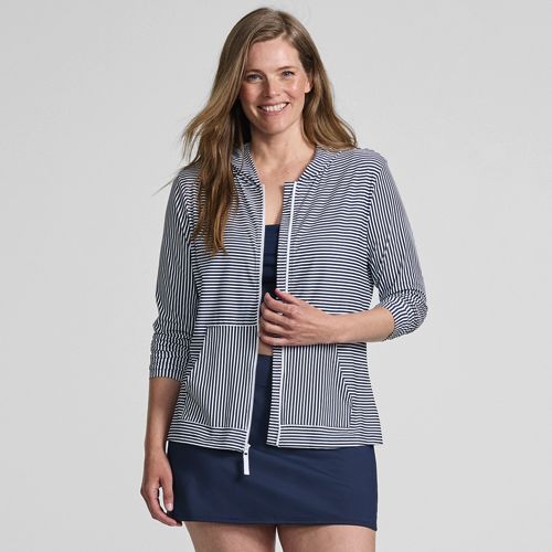 Women's SunShade UPF 50 Hooded Zip Front Rash Guard | Lands' End