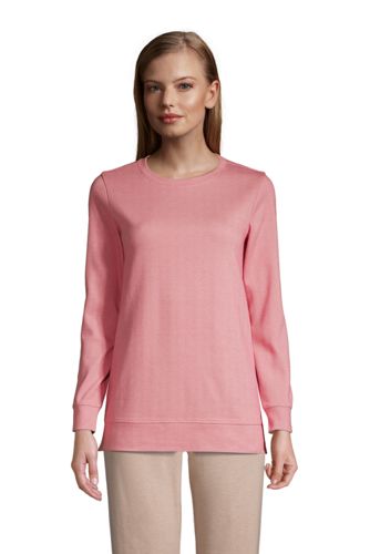 【ランズエンド LANDS' END】レディス・ジャカードニット・ゆったりチュニック／長袖/S/レッド