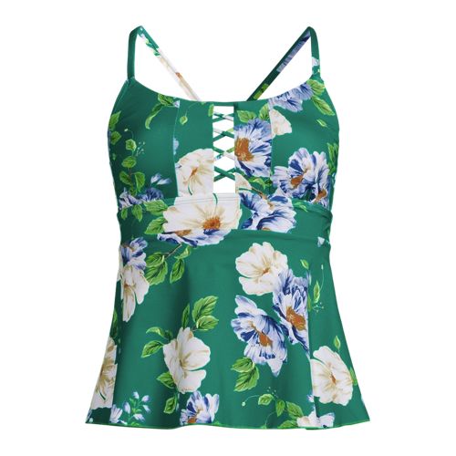 Women's Lace-up Flutter Tankini Swimsuit Top | Lands' End
