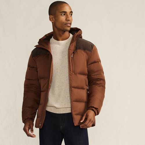 Men's Corduroy Max 600 Down Puffer Hooded Jacket | Lands' End