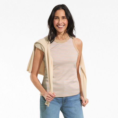 Women's Micro Rib Crew Neck Tank | Lands' End