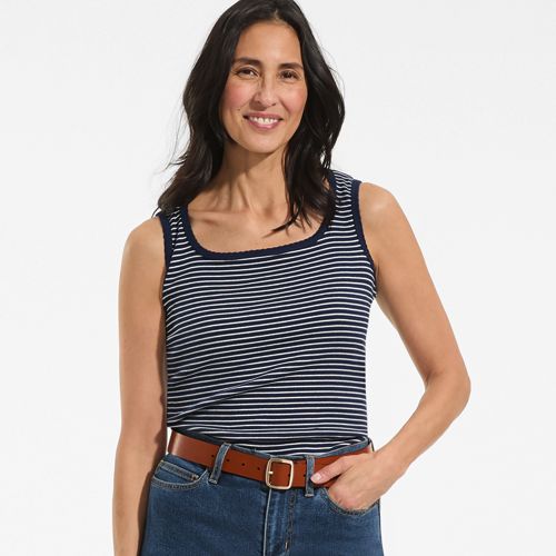 Women's Micro Rib Square Neck Tank | Lands' End