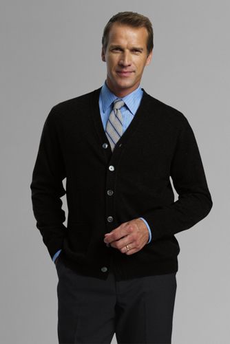 Lands' End Men's Cashmere Button-front Cardigan Sweater