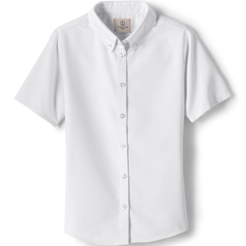 School Uniform Girls Short Sleeve Peter Pan Collar Broadcloth Shirt